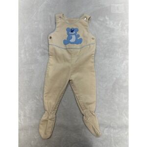 Vtg Saks Fifth Avenue Baby Infant Footed One Piece Corduroy Bear Aplique